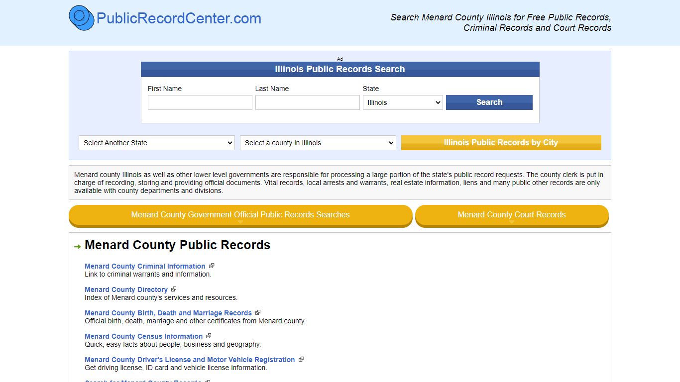 Menard County Illinois Free Public Records - Court Records ...